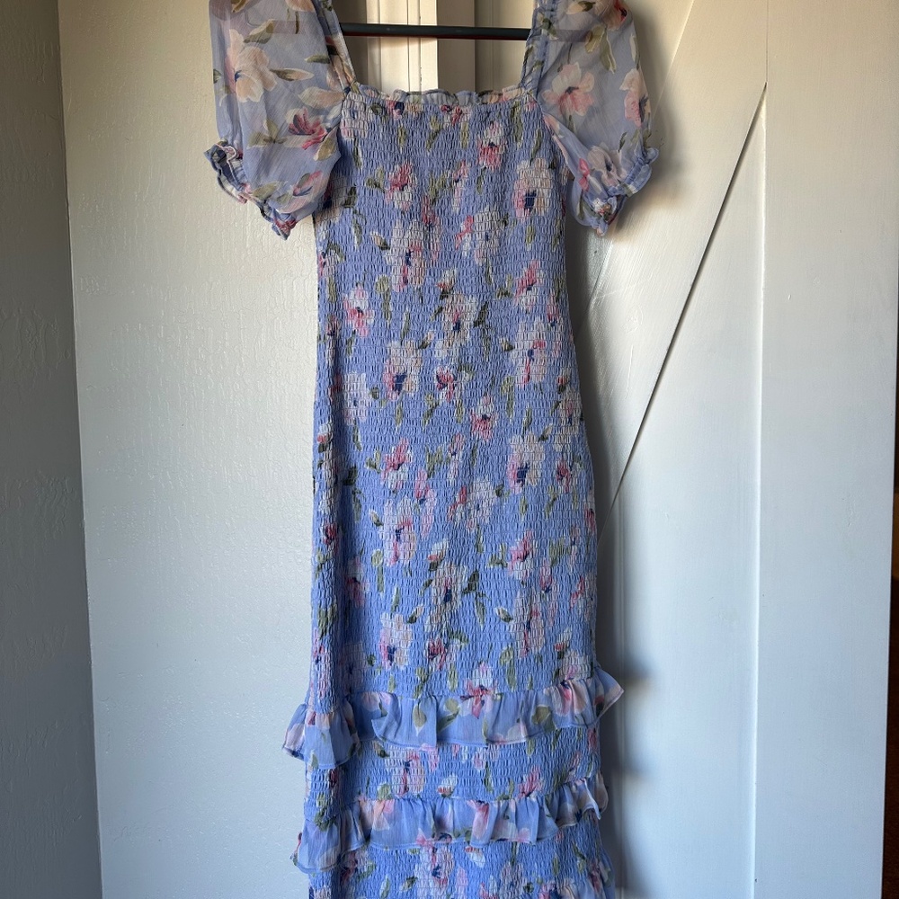 Abercrombie and Fitch smocked dress in blue floral